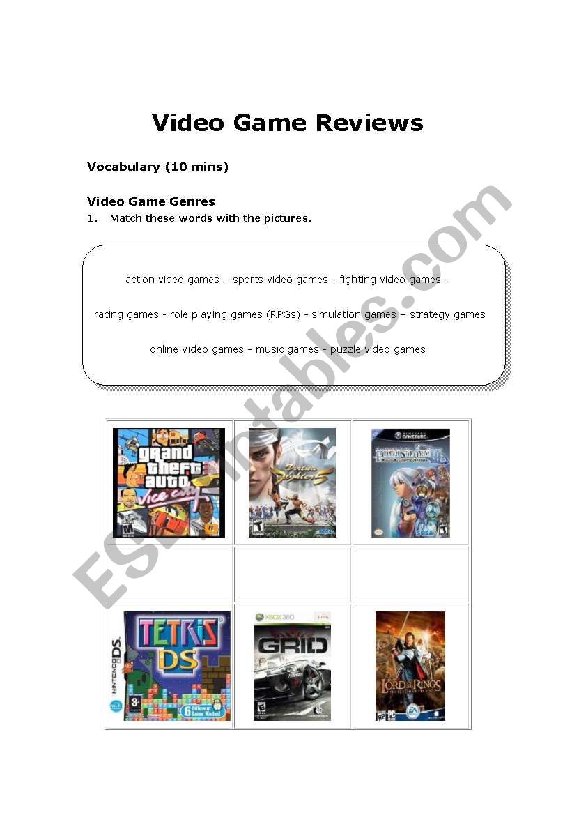 Review Writing: Video Game Reviews