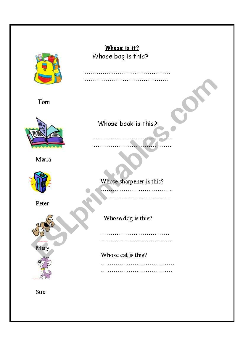 whose is it? worksheet