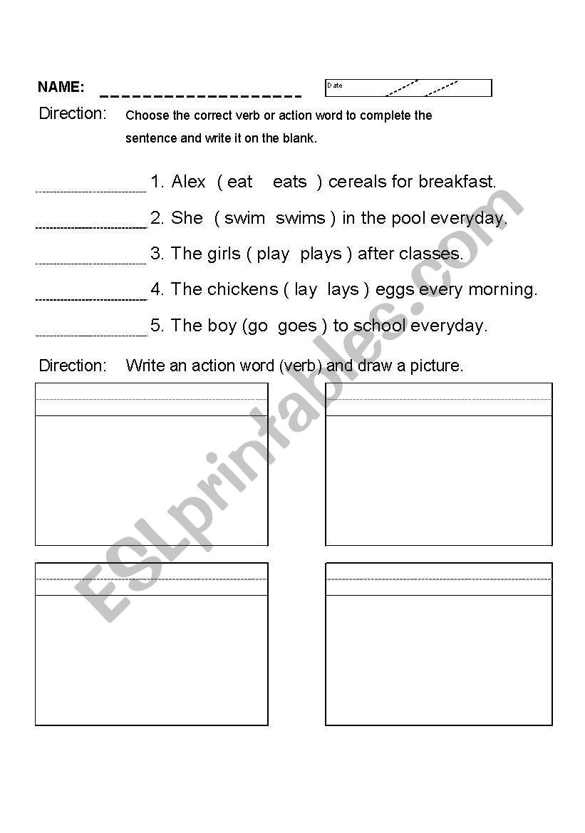 verbs worksheet worksheet