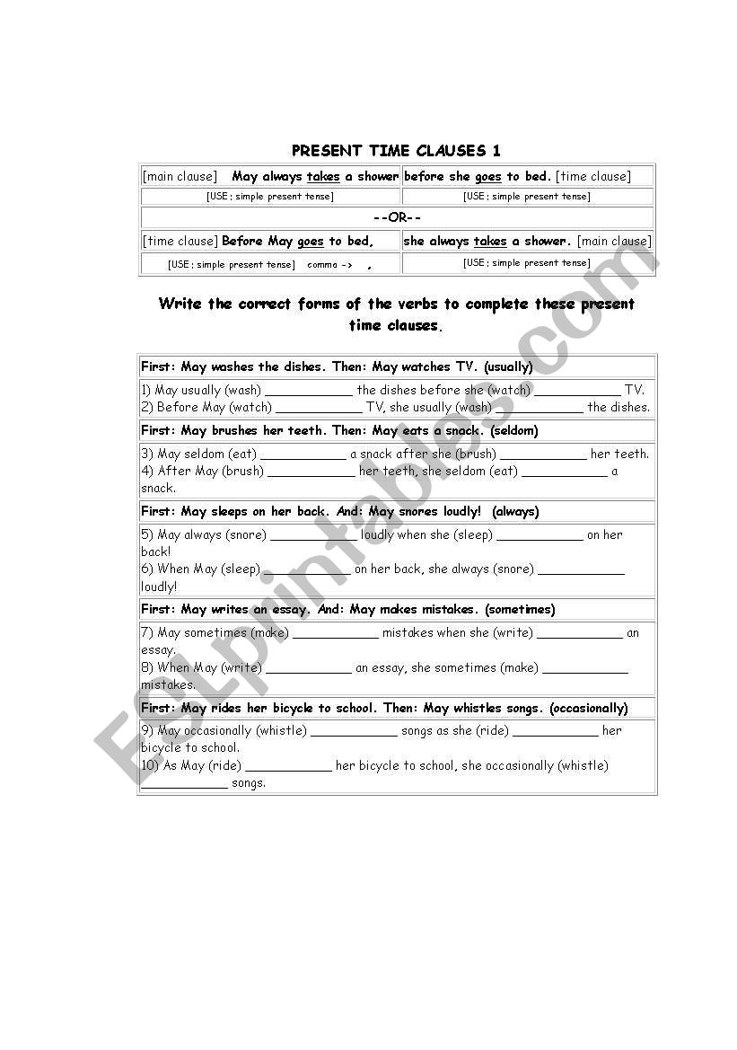 present simple worksheet