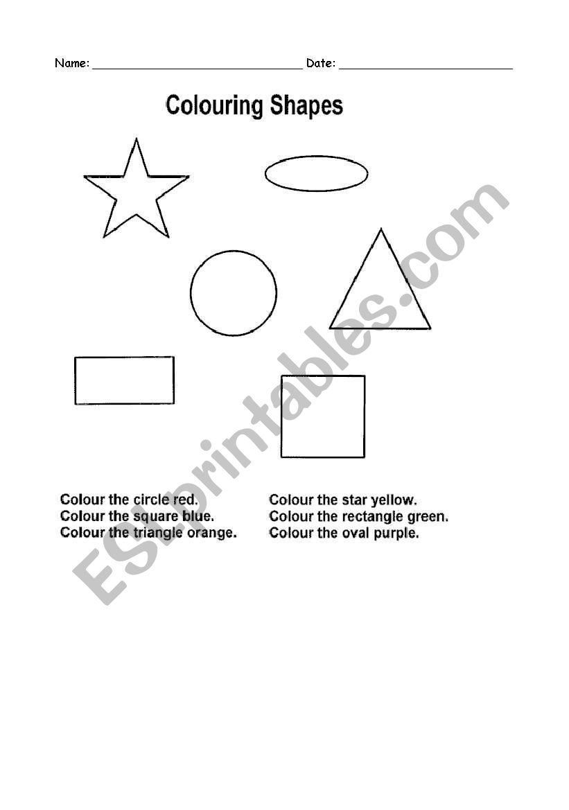 colouring shapes worksheet