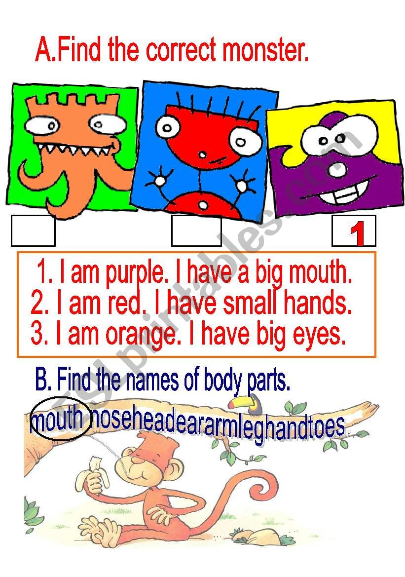 body parts worksheet