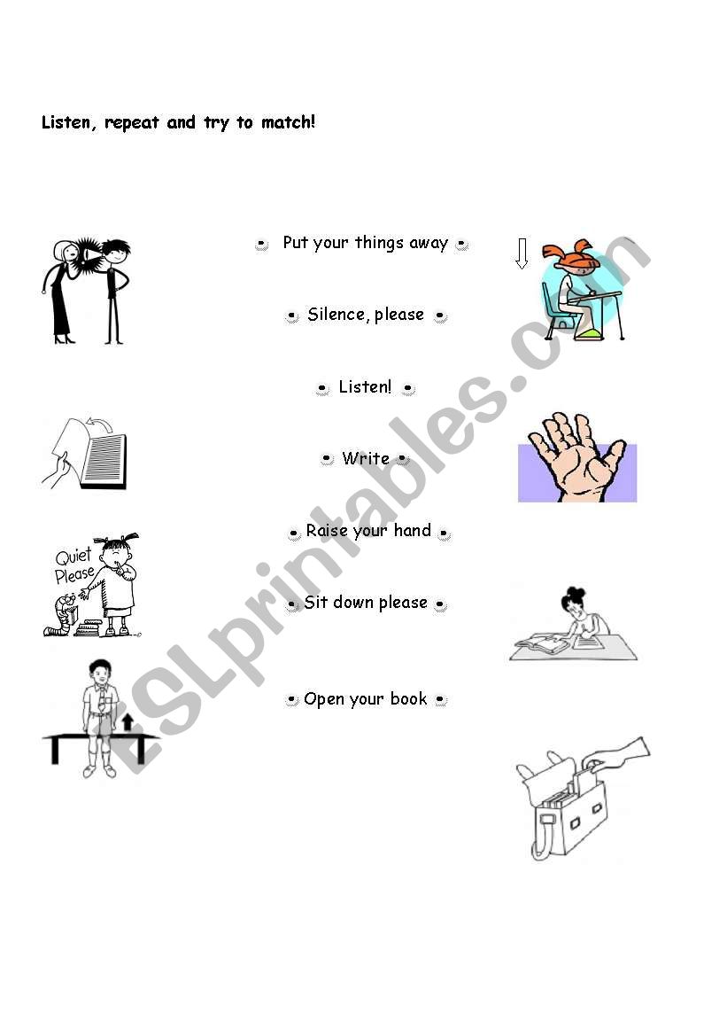 Classroom language worksheet