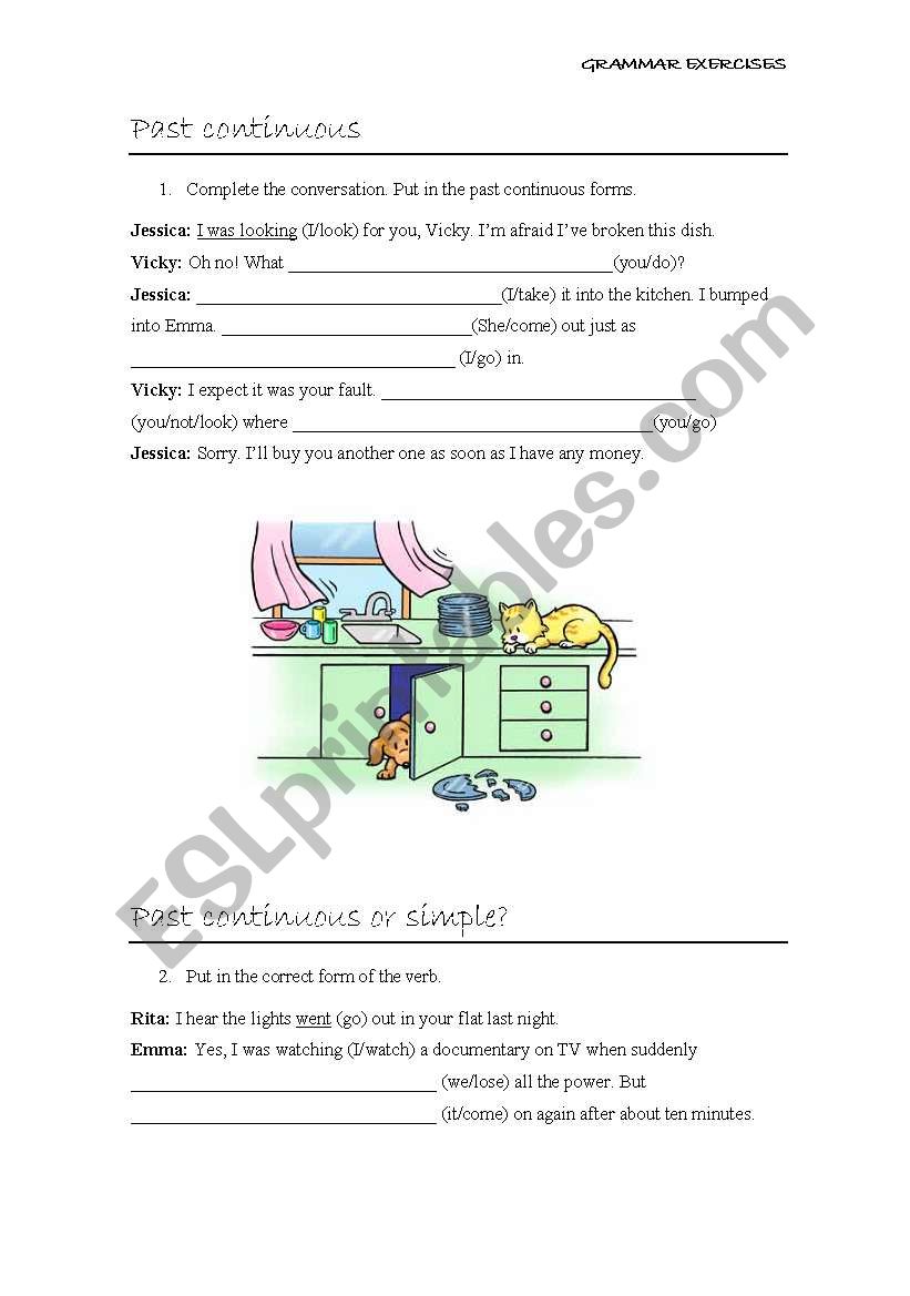 past simple - past continuous worksheet