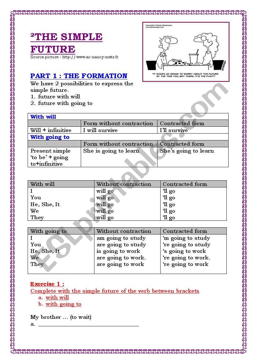 The simple future (6 pages) - theory - use - exercises+answers