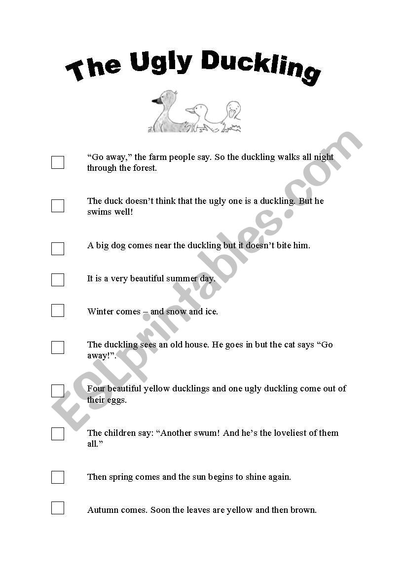 The Ugly Duckling worksheet