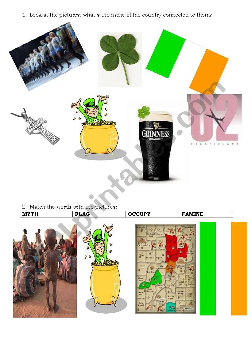 Ireland symbols worksheet
