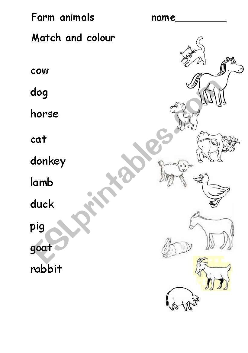 Farm animals worksheet