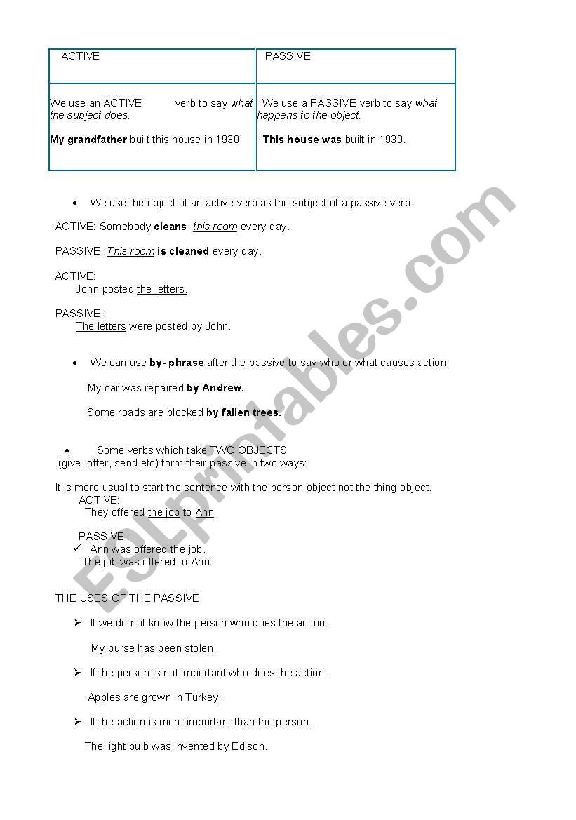 PASSIVE  worksheet