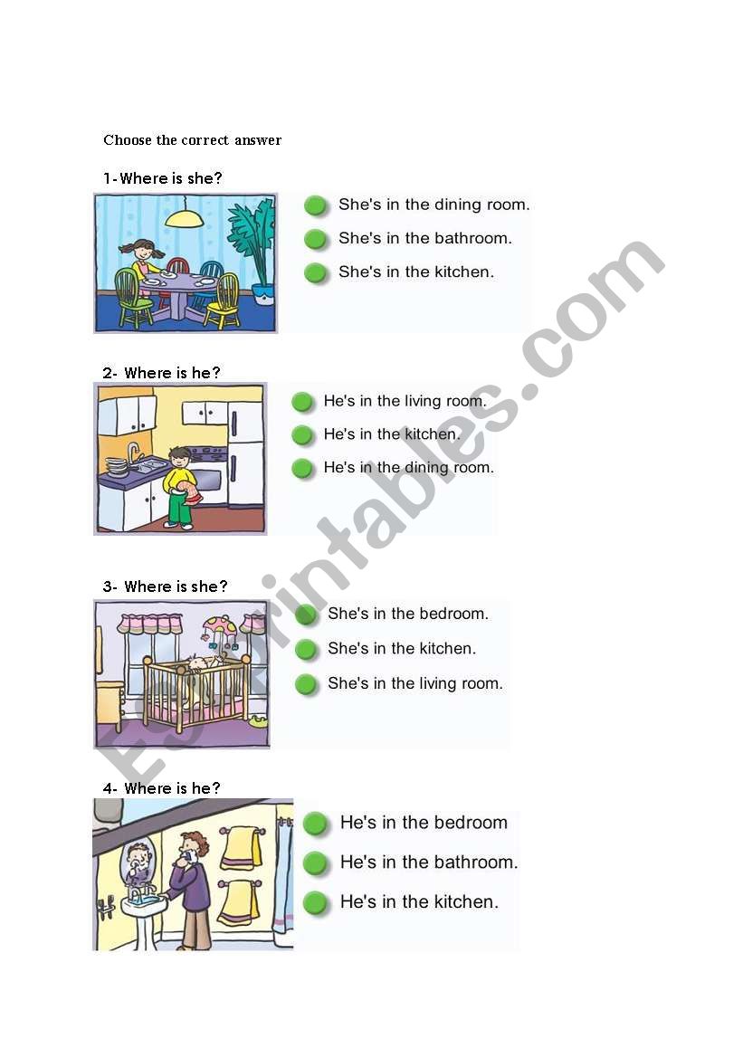 rooms in the house worksheet