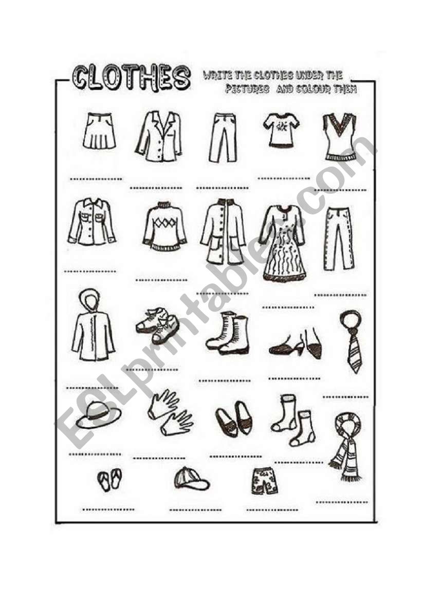 clothes worksheet