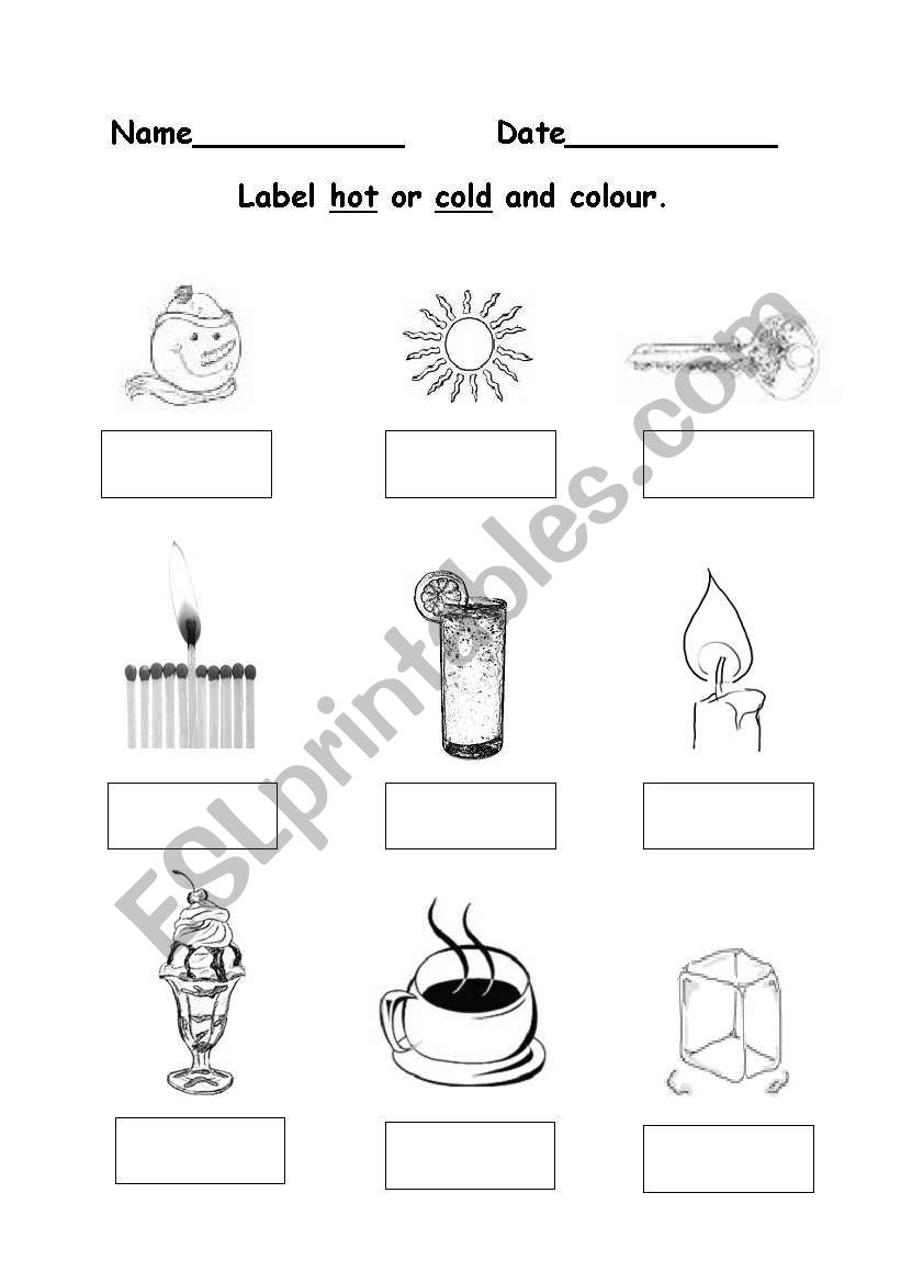 hot or cold worksheet