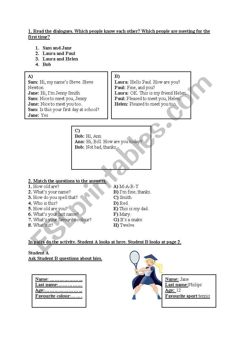 greetings worksheet