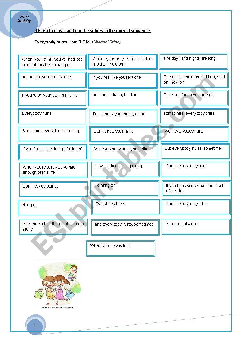 A song activity and Talking about Bullying Theme