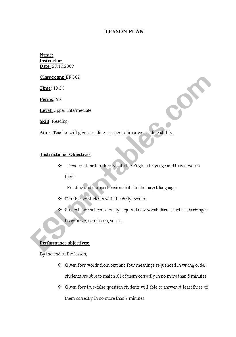 lesson plan worksheet