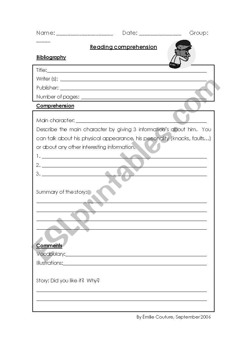 Reading report worksheet