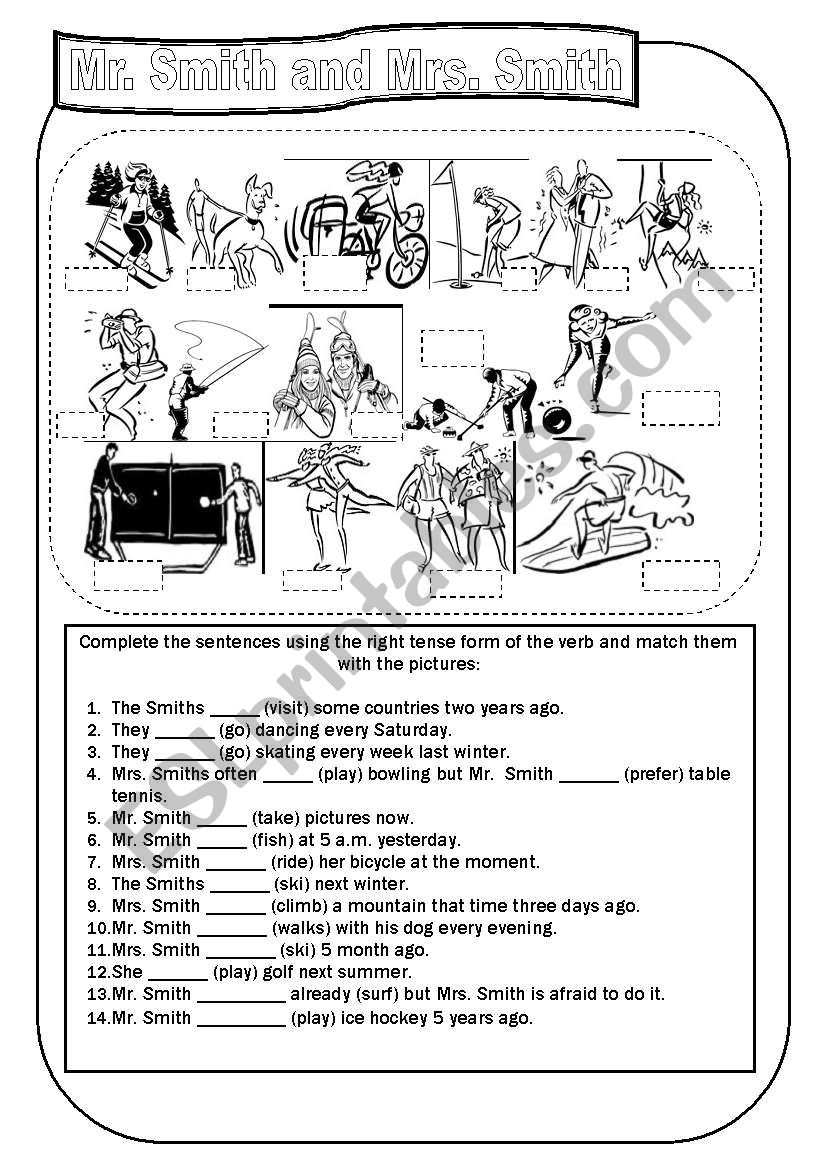 Mr. Smith and Mrs. Smith worksheet