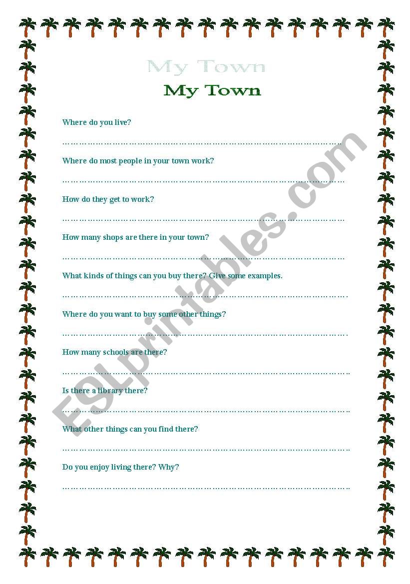 My town worksheet