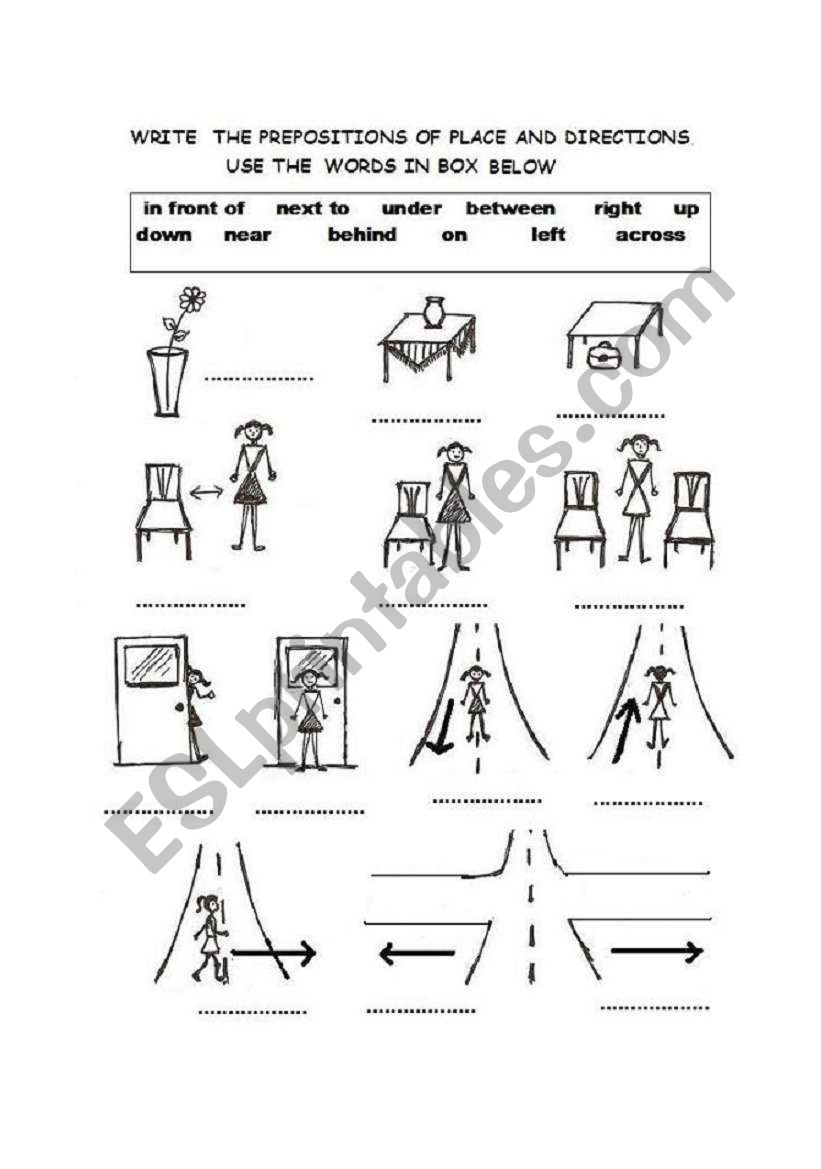 prepositions of place and direction