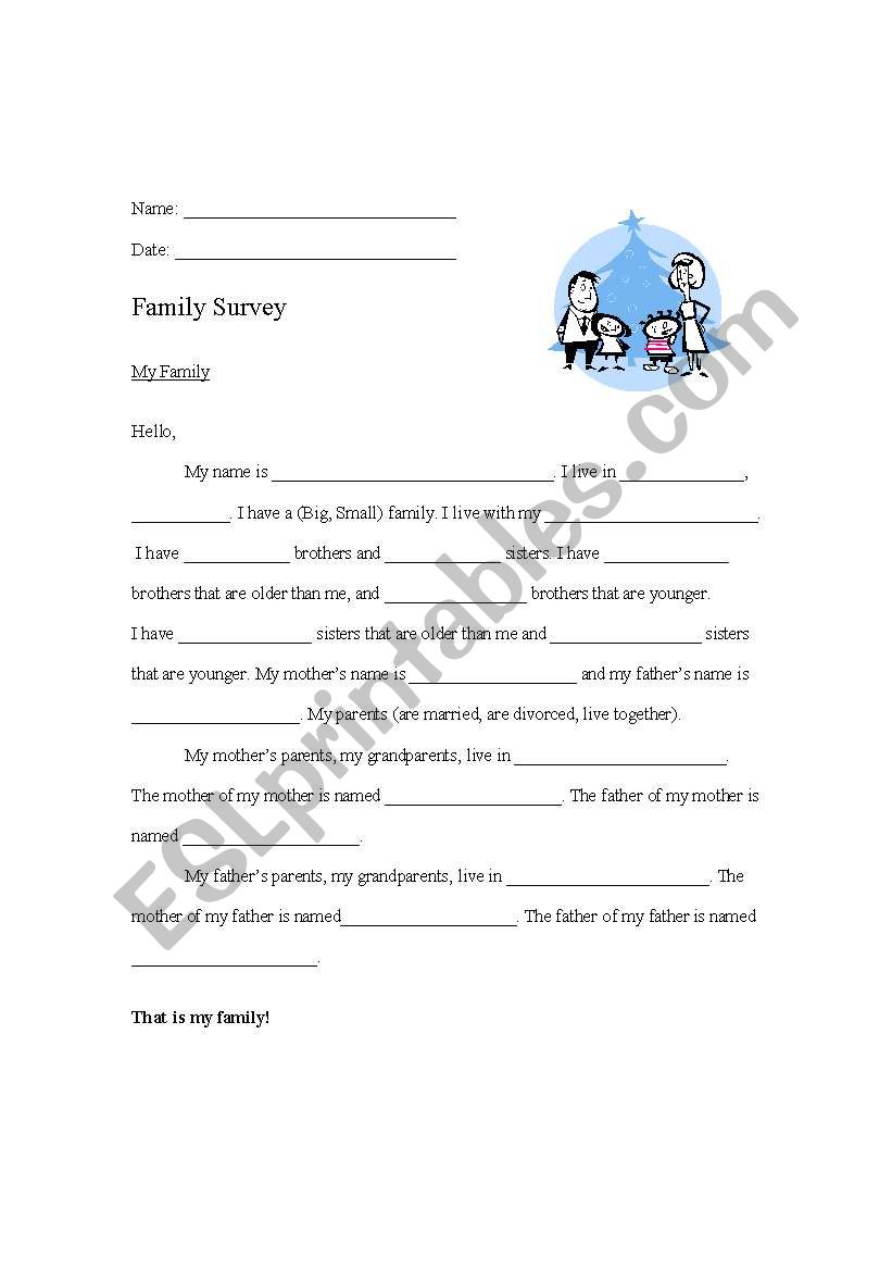 ESL Family Survey worksheet