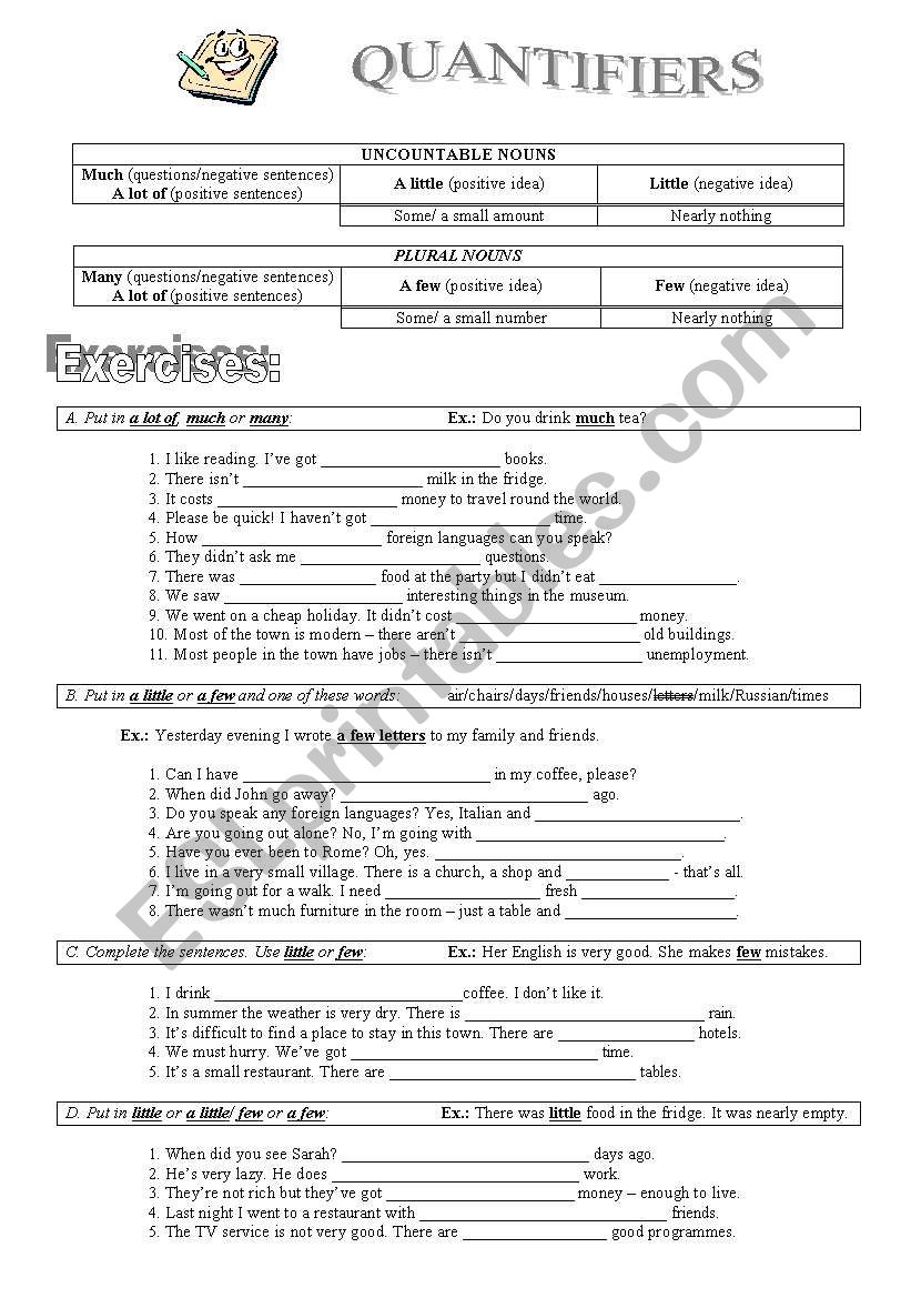 Quantifiers worksheet