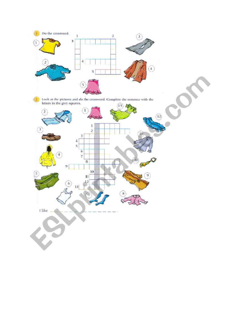 crossword worksheet