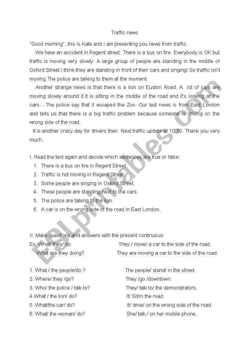 reading present tense continuous