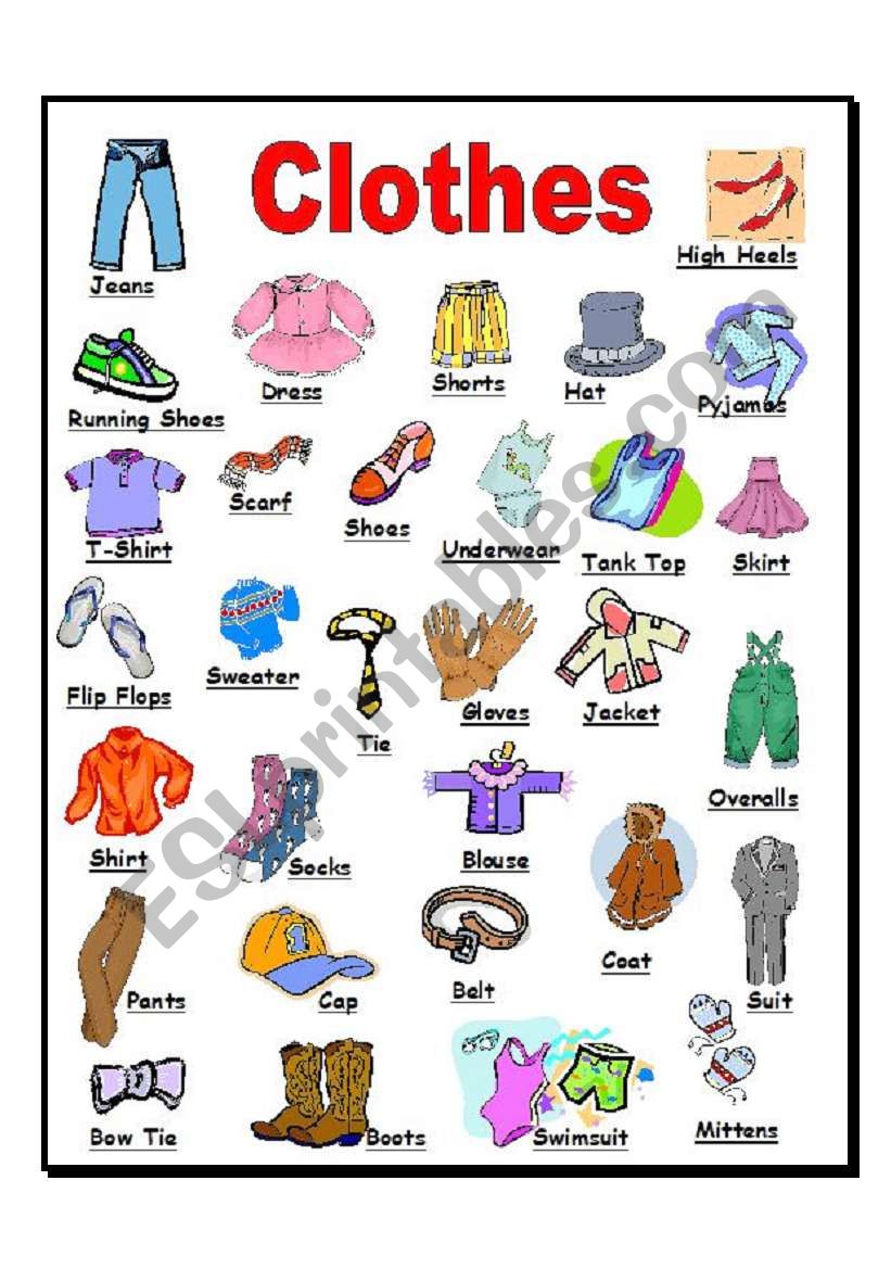 Clothes - ESL worksheet by slaurence