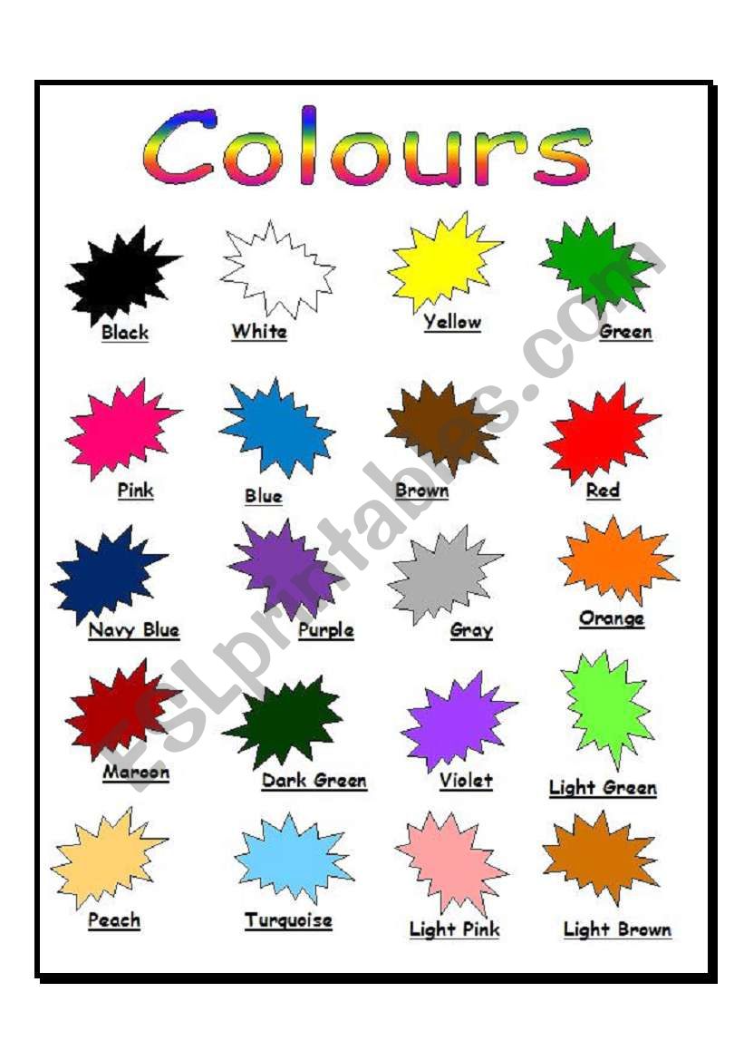 Colours worksheet