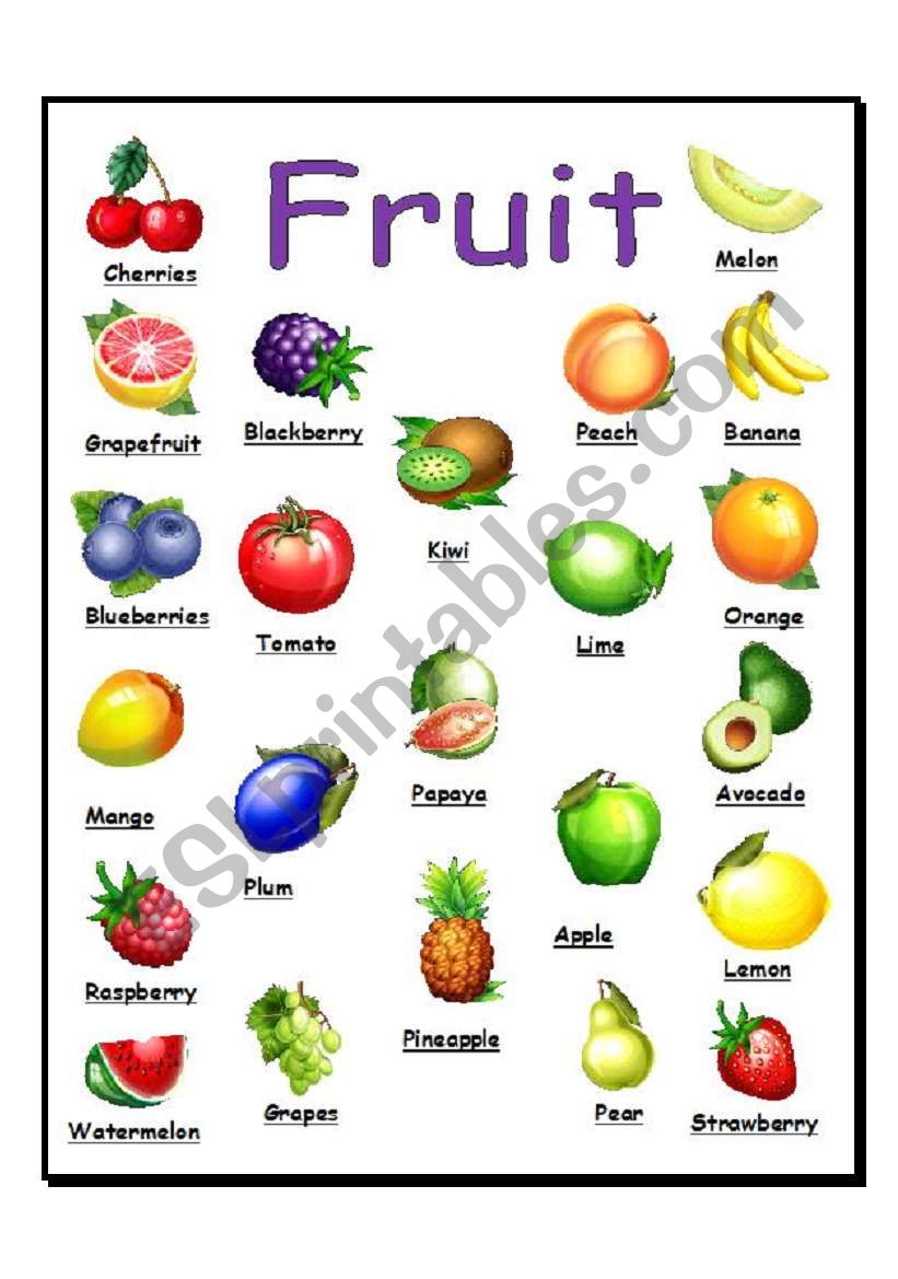 Fruit worksheet