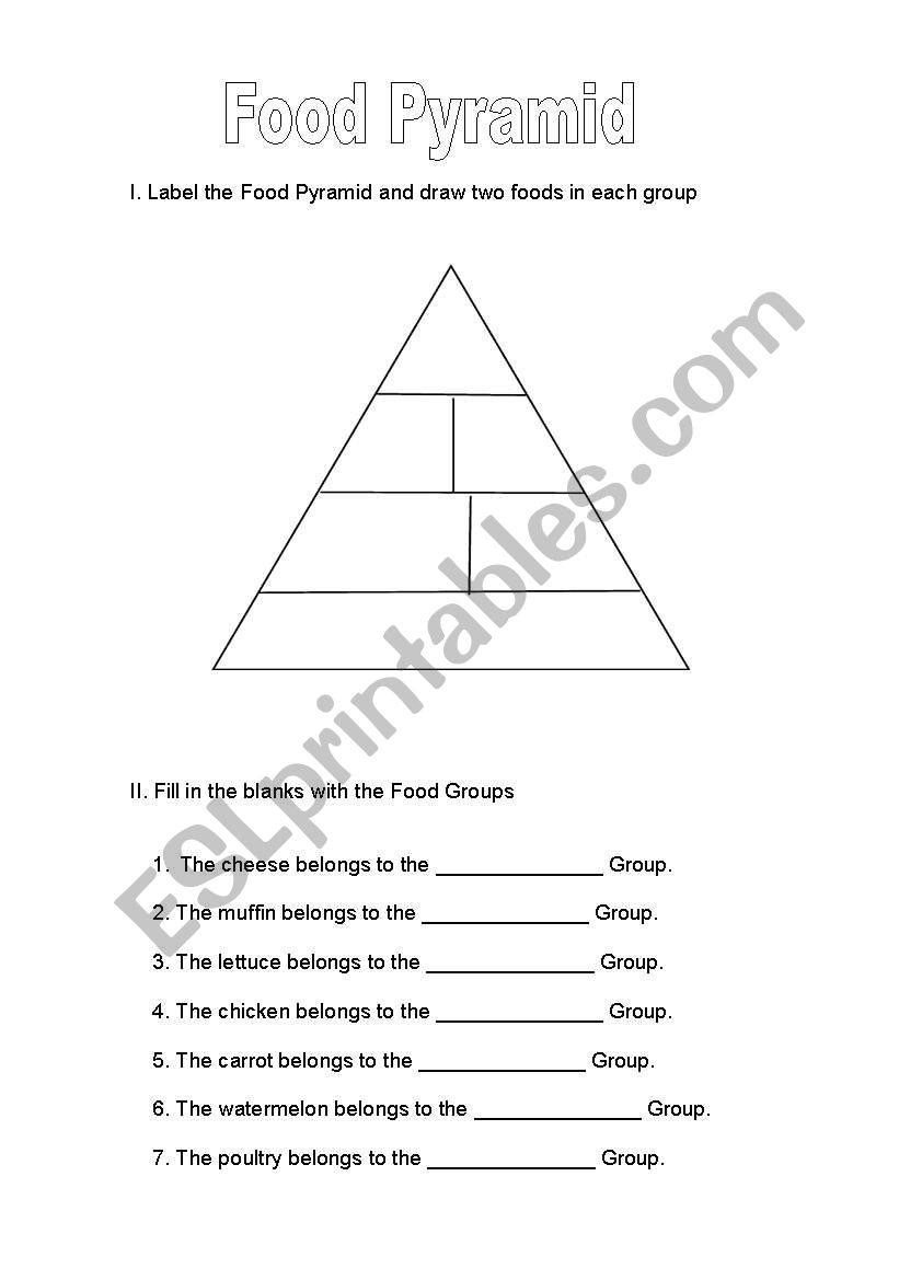 Foods Pyramid - ESL worksheet through cagucha photo about Food Pyramid Printable titled Foods Pyramid - ESL worksheet by way of cagucha