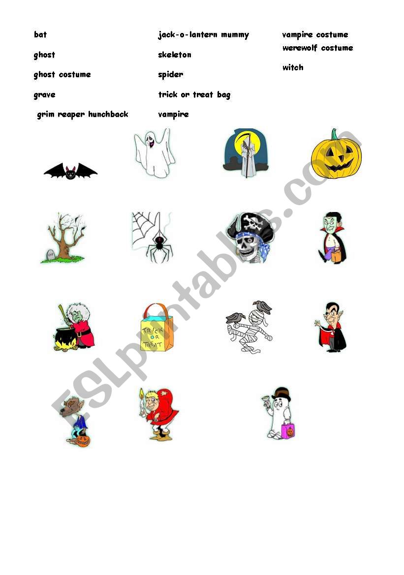 Halloween vocabulary worksheet