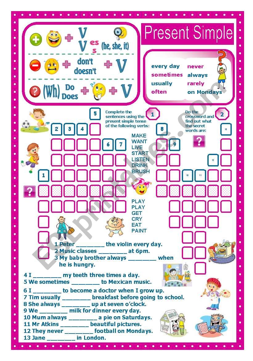 PRESENT SIMPLE TENSE worksheet