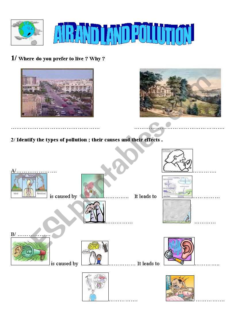 pollution worksheet