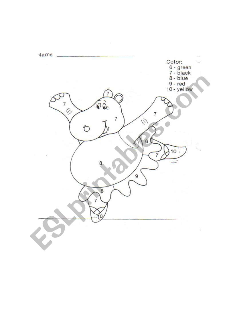 Color the Hippo worksheet