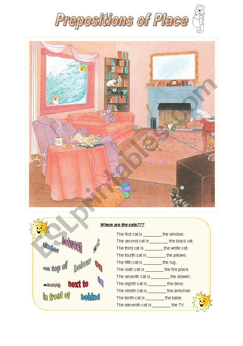 Where are the cats?  worksheet