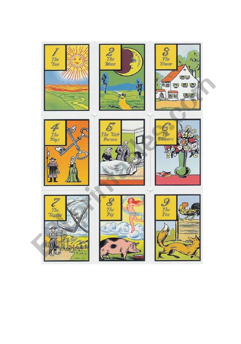 fortune teller cards worksheet
