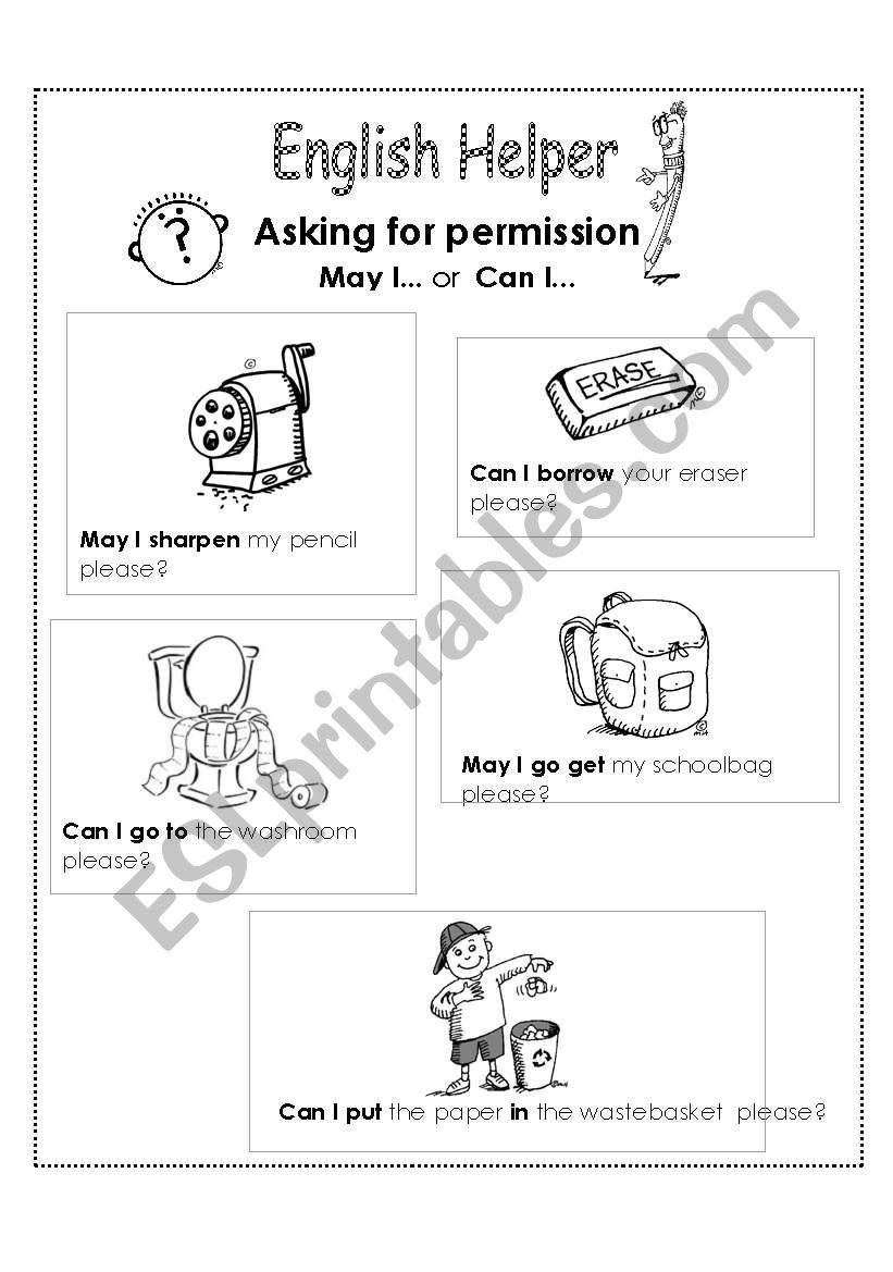 Asking for permission Helper worksheet