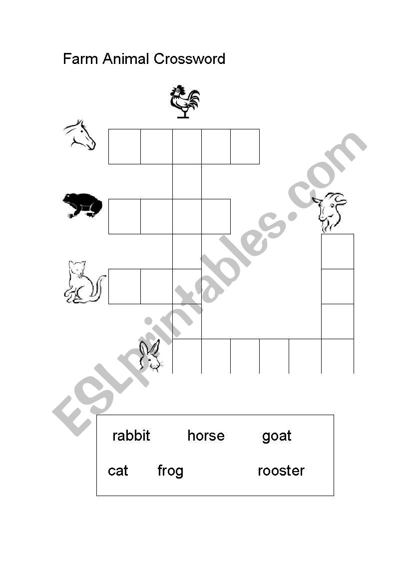 Farm Animal Crossword worksheet