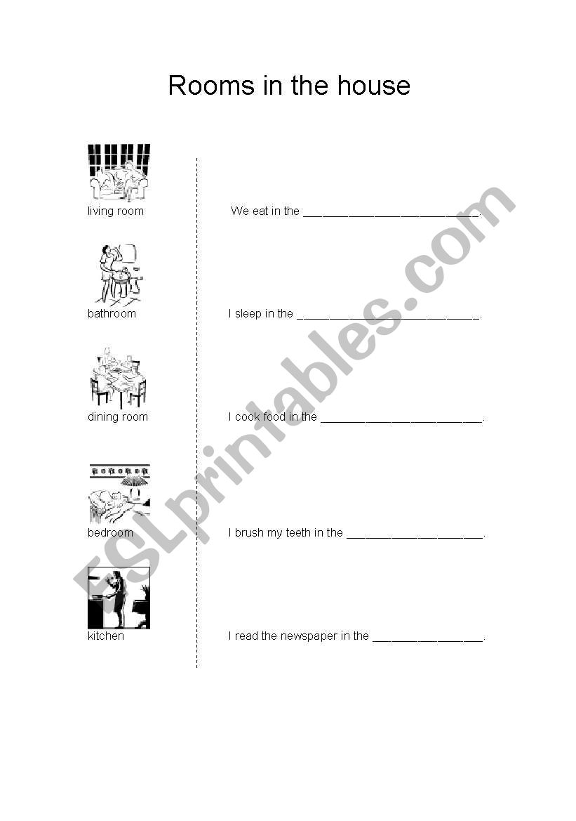 Rooms in the house worksheet