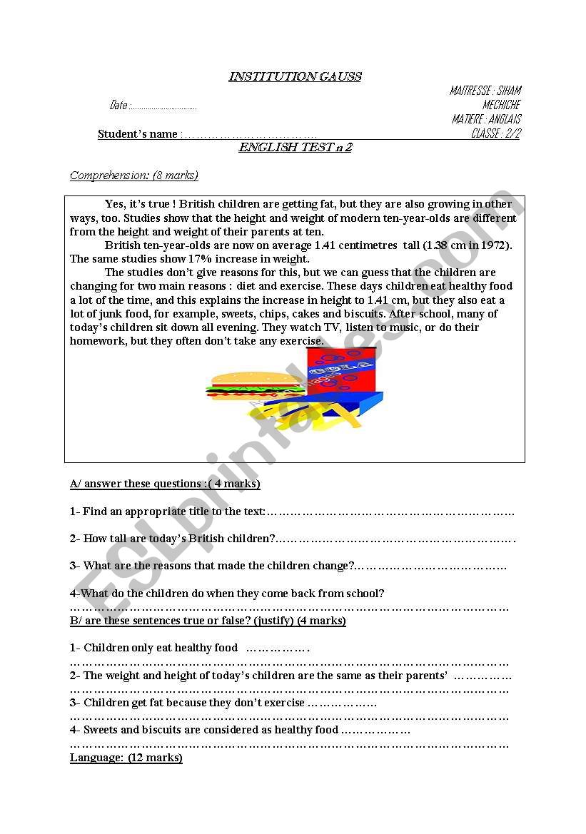 comprehension worksheet