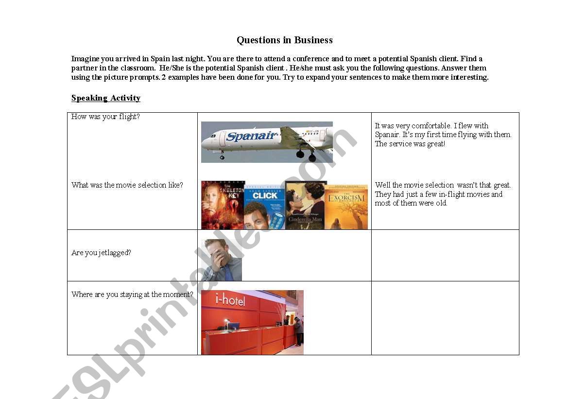 Business Questions worksheet