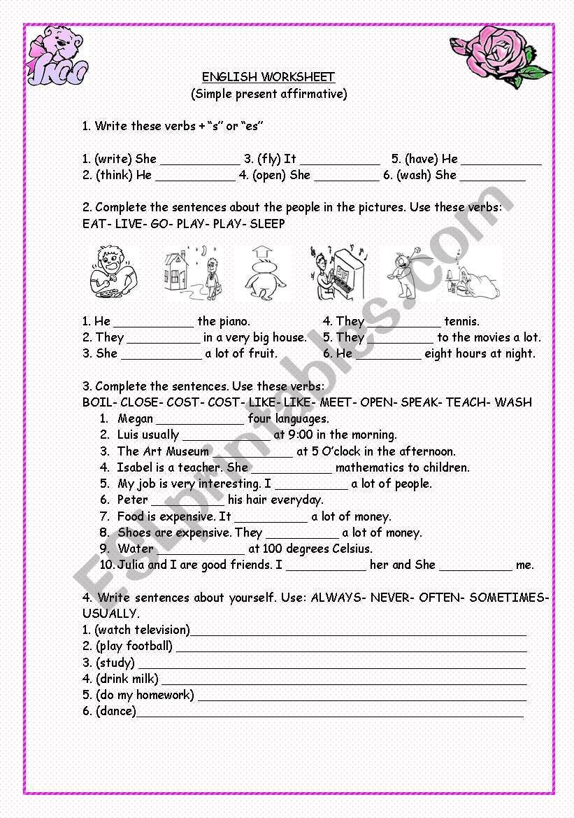 Simple present practice worksheet