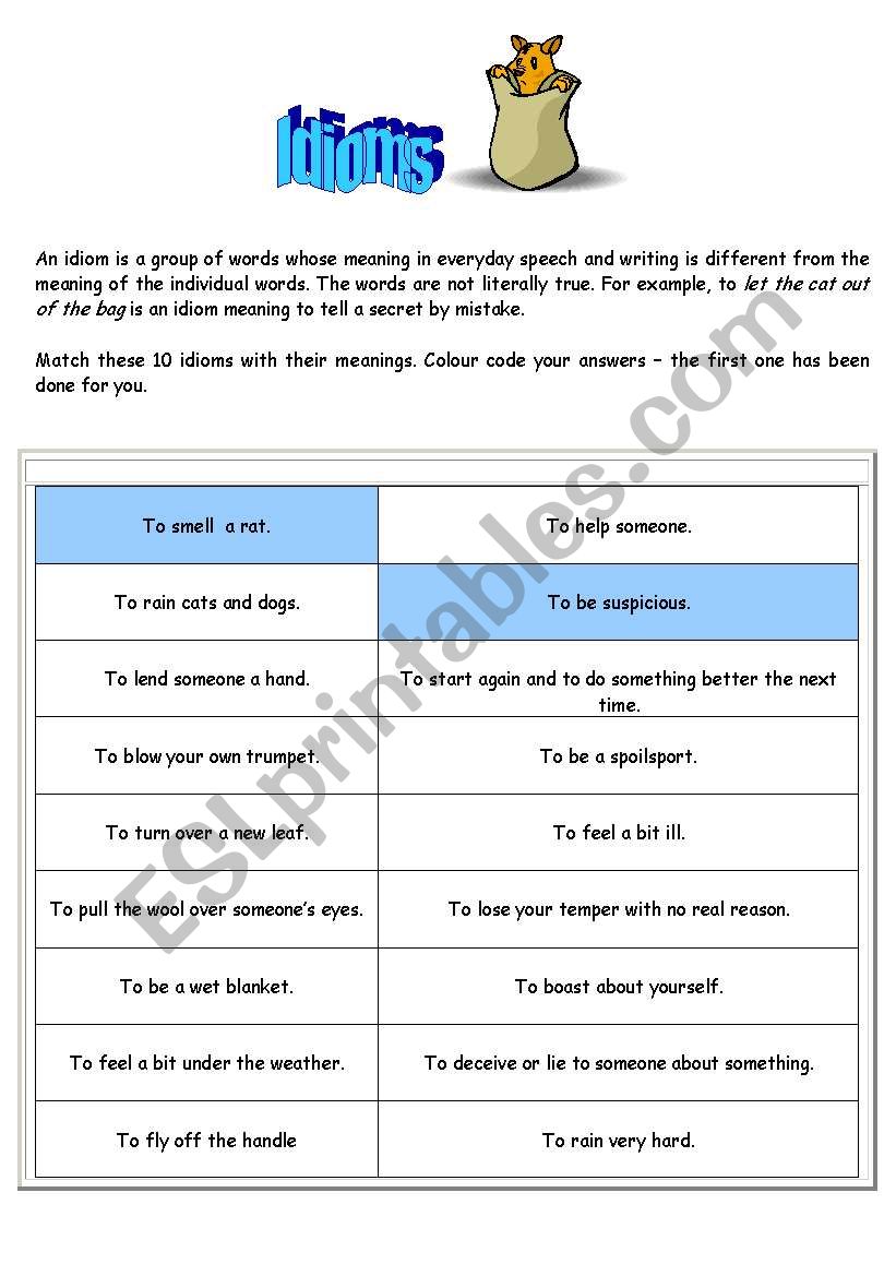 Idioms  worksheet