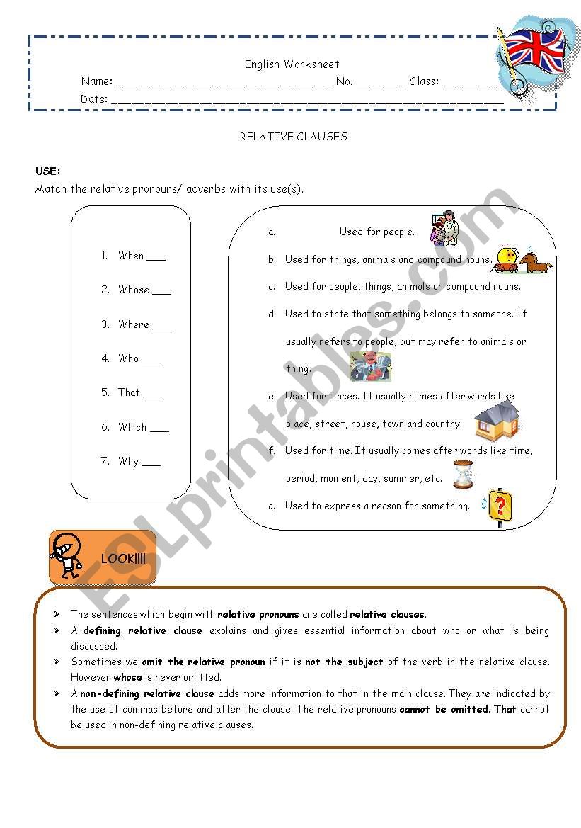 Relative Clauses worksheet