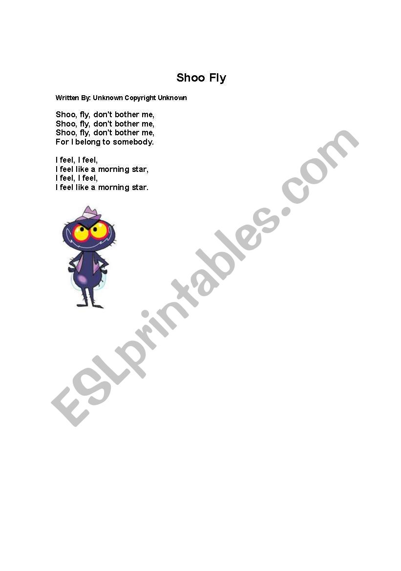 Shoo fly worksheet