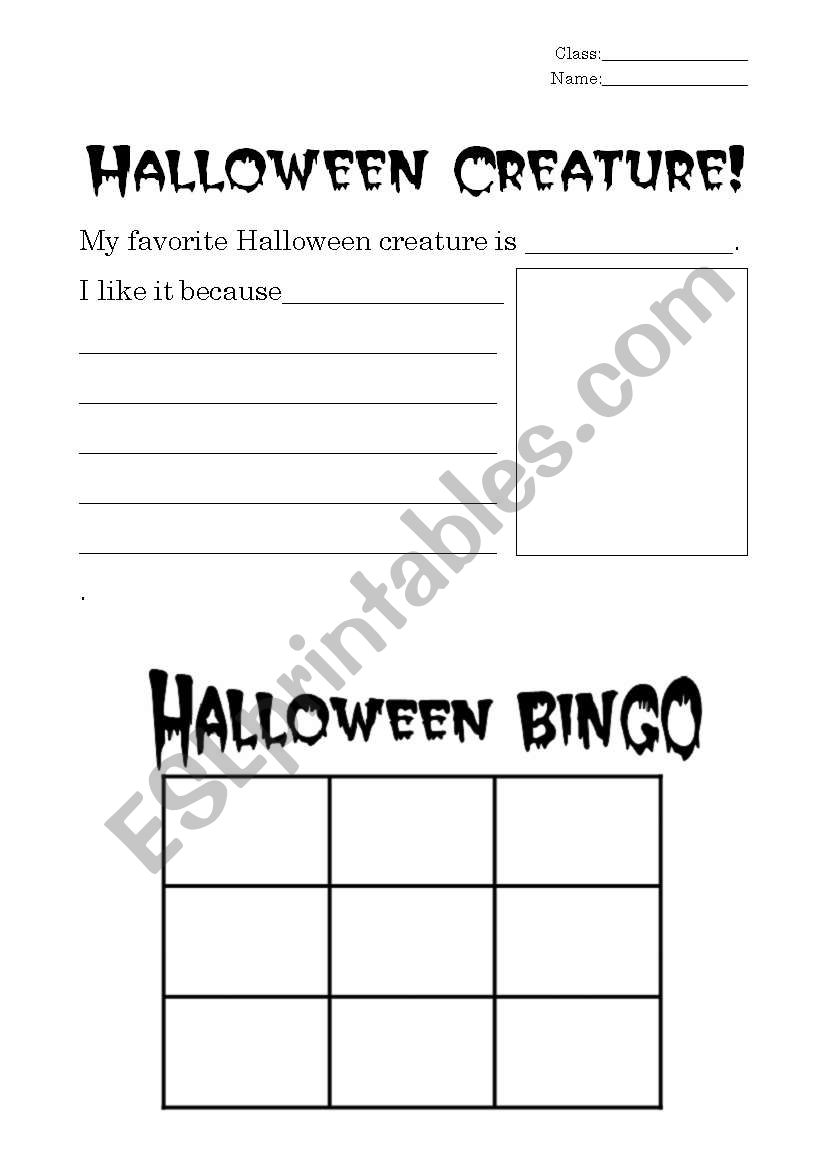 Halloween Fun Writing, Drawing and Bingo