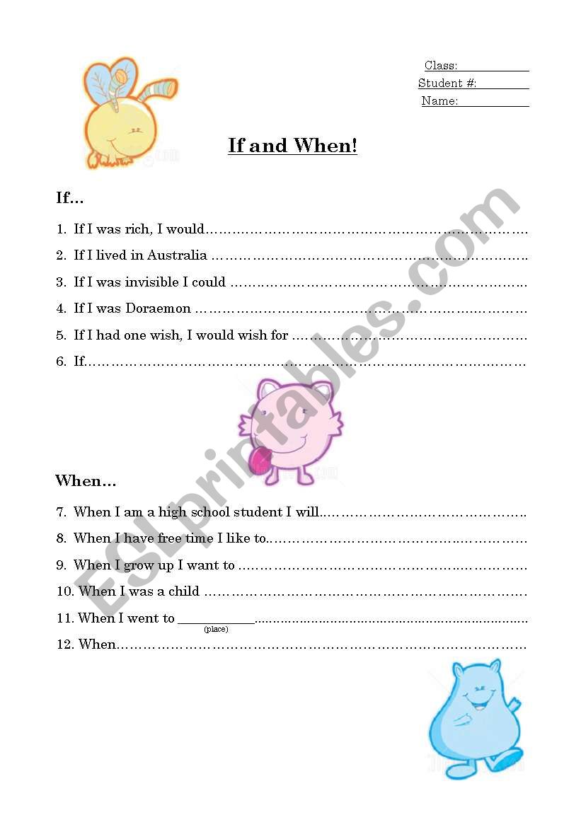 If and When Worksheet worksheet