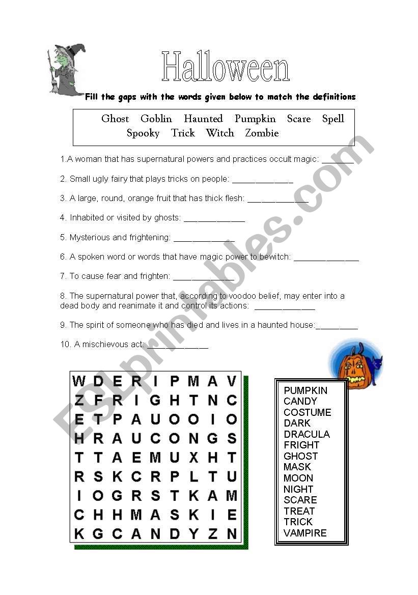 halloween worksheet