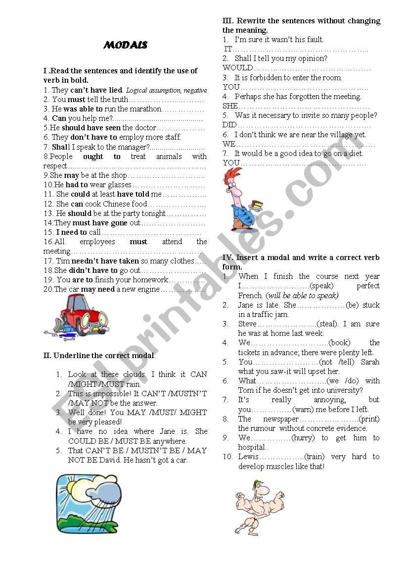 Modals worksheet